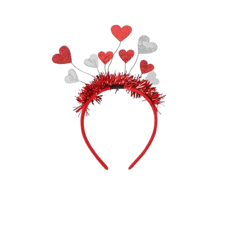 21018-Valentine’s Day Glitter Heart Tinsel Headband
