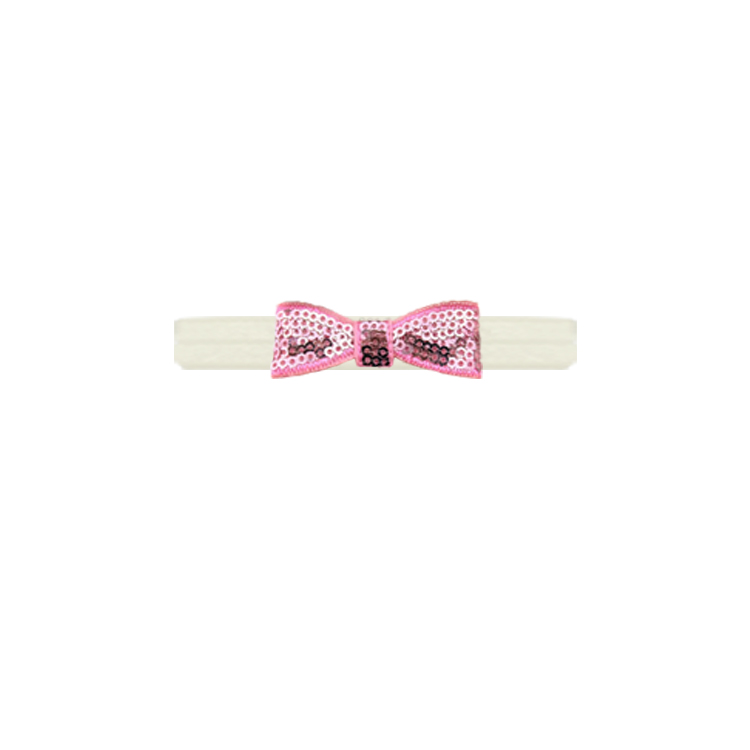 21016-Sparkle Sequin Pink Bow Baby Headband