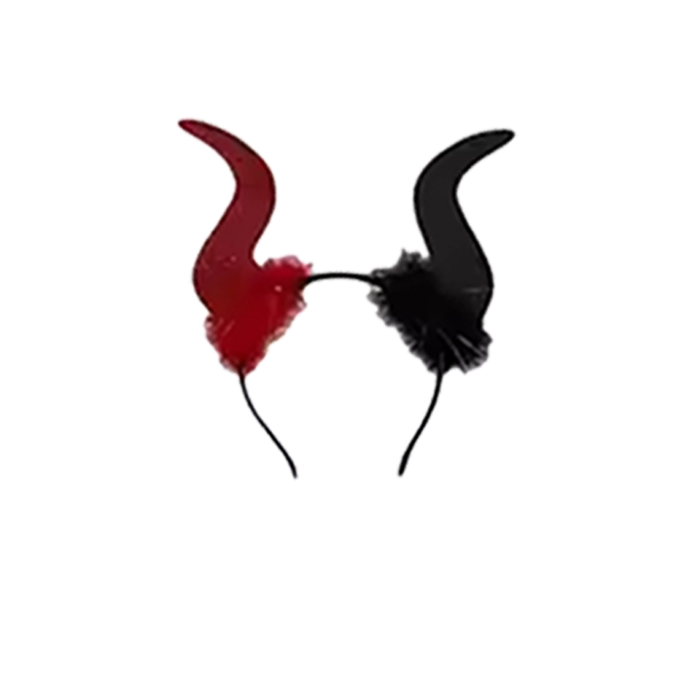 21024-Red & Black Devil Horn Headband for Kids
