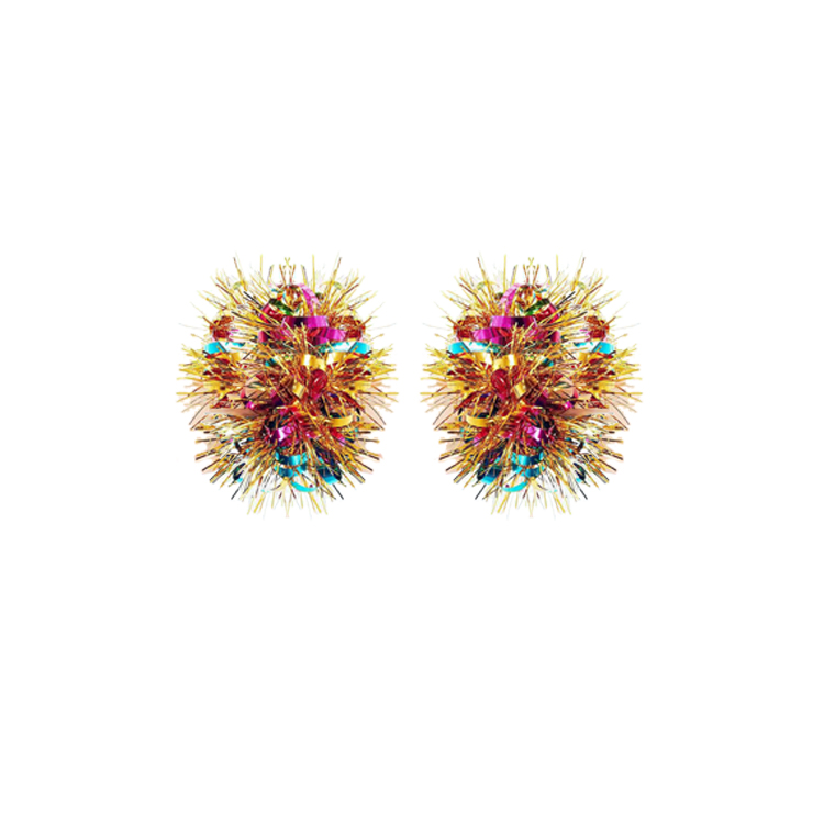 73001-Vibrant Tinsel Scrunchy - Pom Hair Accessories (Pair)