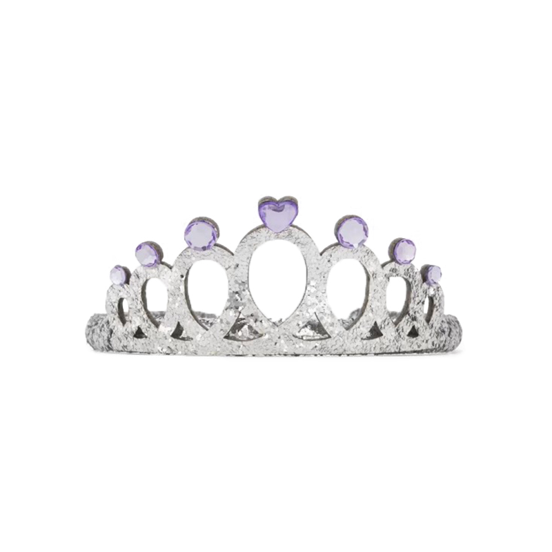81010-Blue Velvet Crown Hairband with Tulle and Pearls
