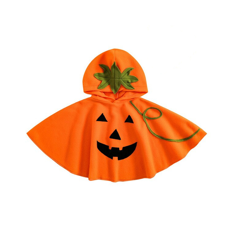 42011-Kids Pumpkin - themed Halloween Cape with Hood
