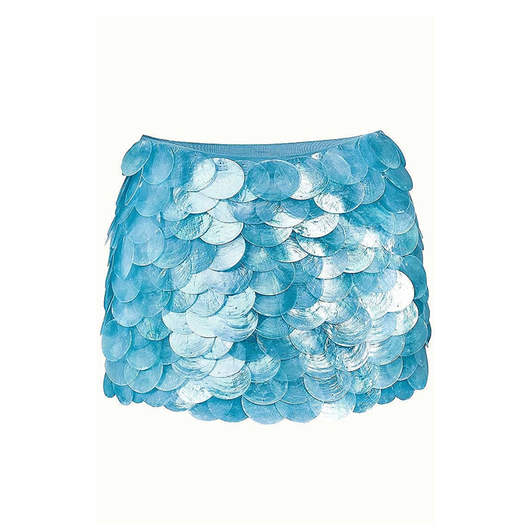 17007-Blue Sequin Mermaid - Style Skirt