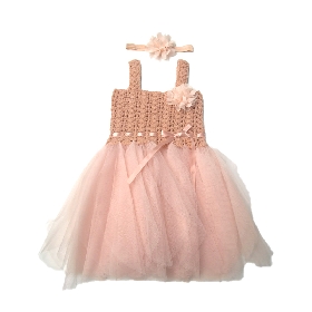 Crochet Tutu Dress dusty rose