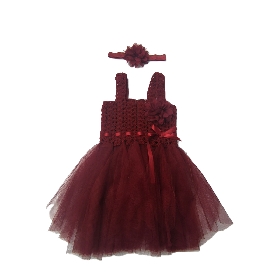 Crochet Tutu Dress Burgundy