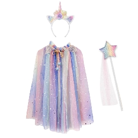 Rainbow glitter tulle cape with unicorn