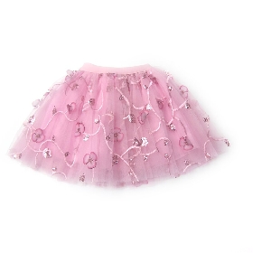 Pink sequin heart trim tutu skirt