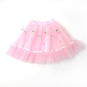 Pink ballet embroidery tulle skirt