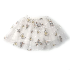 Brown butterfly trim embroidery tutu skirt