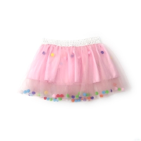 Pink tutu skirt with pompom