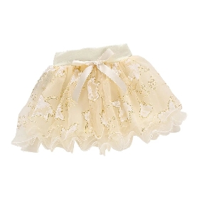 Beige maple leaf printed tutu skirt