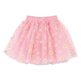 Sunflower trim pink tulle skirt