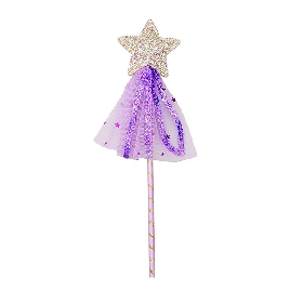 Silver glitter magic wand with purple tulle