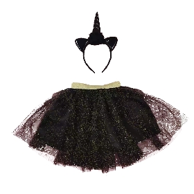 2Pcs sequin black Halloween tutu set