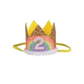 2 year gold glitter crown