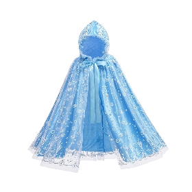 Blue printed tulle cloak