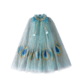 Peacock pattern tulle cape