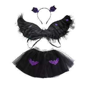 3Pcs bat halloween tutu set with tiered tulle wing