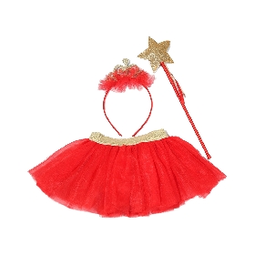 3pcs solid red tutu skirt set for Christmas